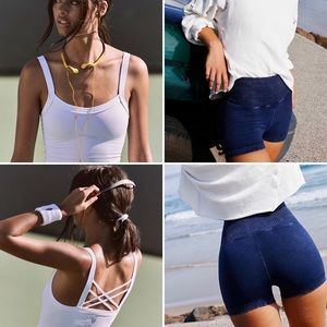 NEW Free People Happiness Runs Strappy Back Long Tank & Good Karma running short